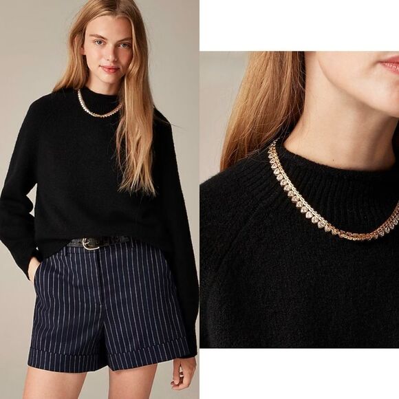 NWT J CREW Rollneck wool alpaca sweater in Supersoft yarn in black - Picture 1 of 5